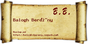 Balogh Berény névjegykártya